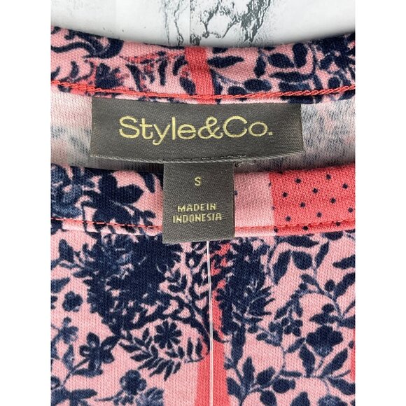 Style & Co. Womens Size Small Pima Cotton Tonal Red Floral Print Top - Picture 8 of 9